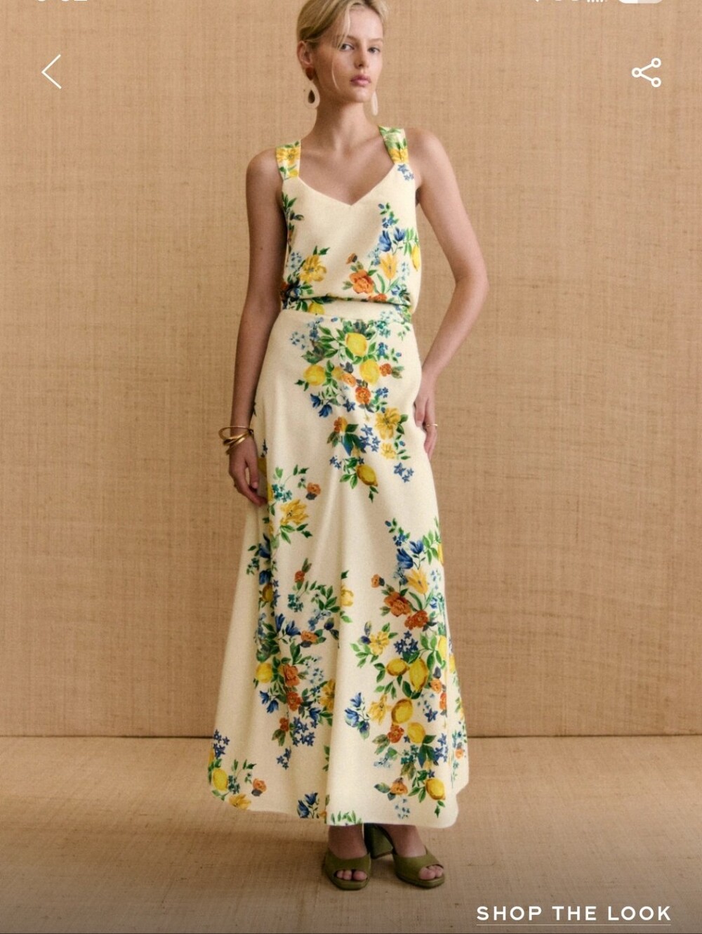 Sézane X Momoni Louelle Maxi Skirt with Yellow & Blue Floral Print